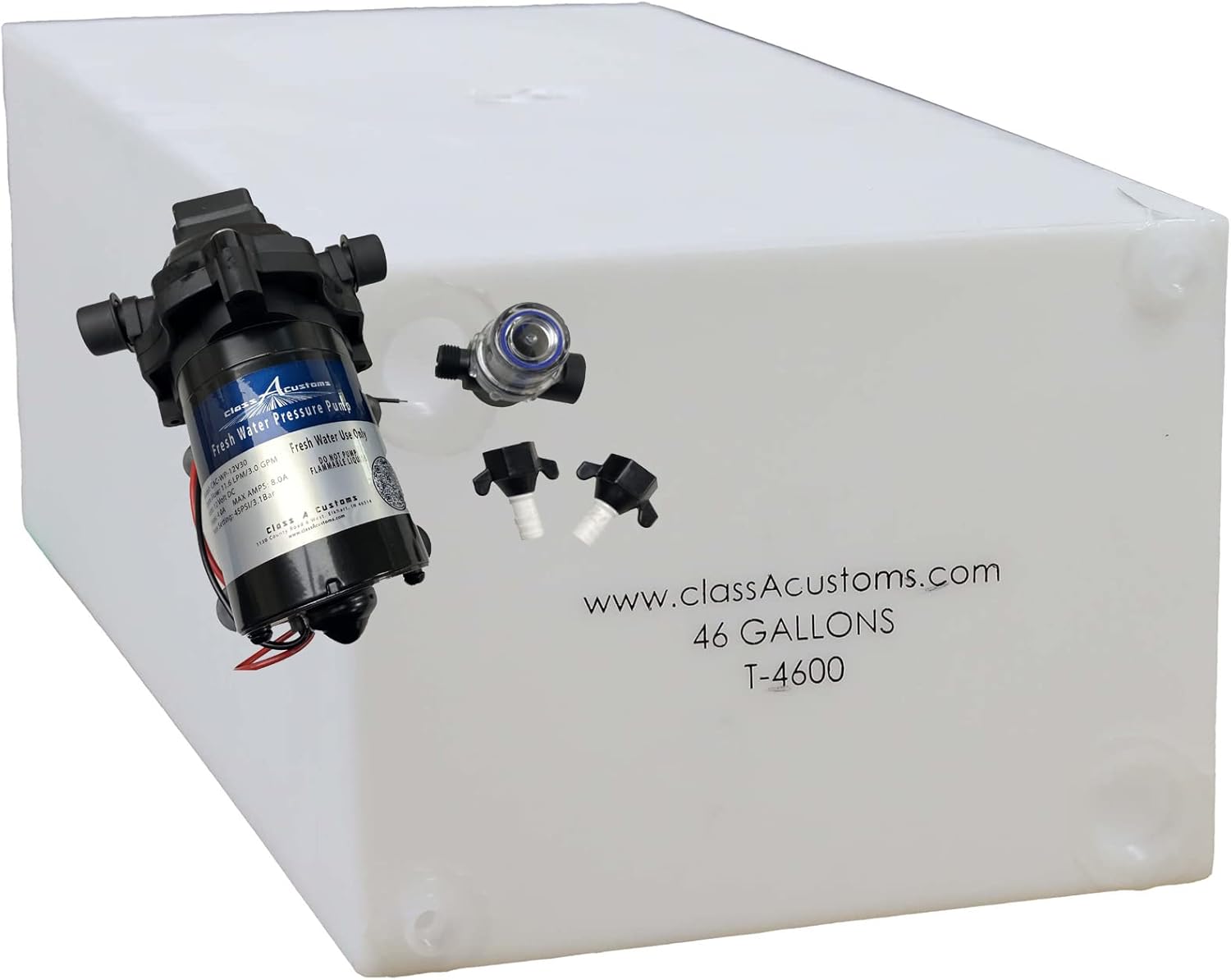 Class A Customs | 46 Gallon RV Concession Fresh Water Tank & 12 Volt Water Pump | T-4600-PUMP