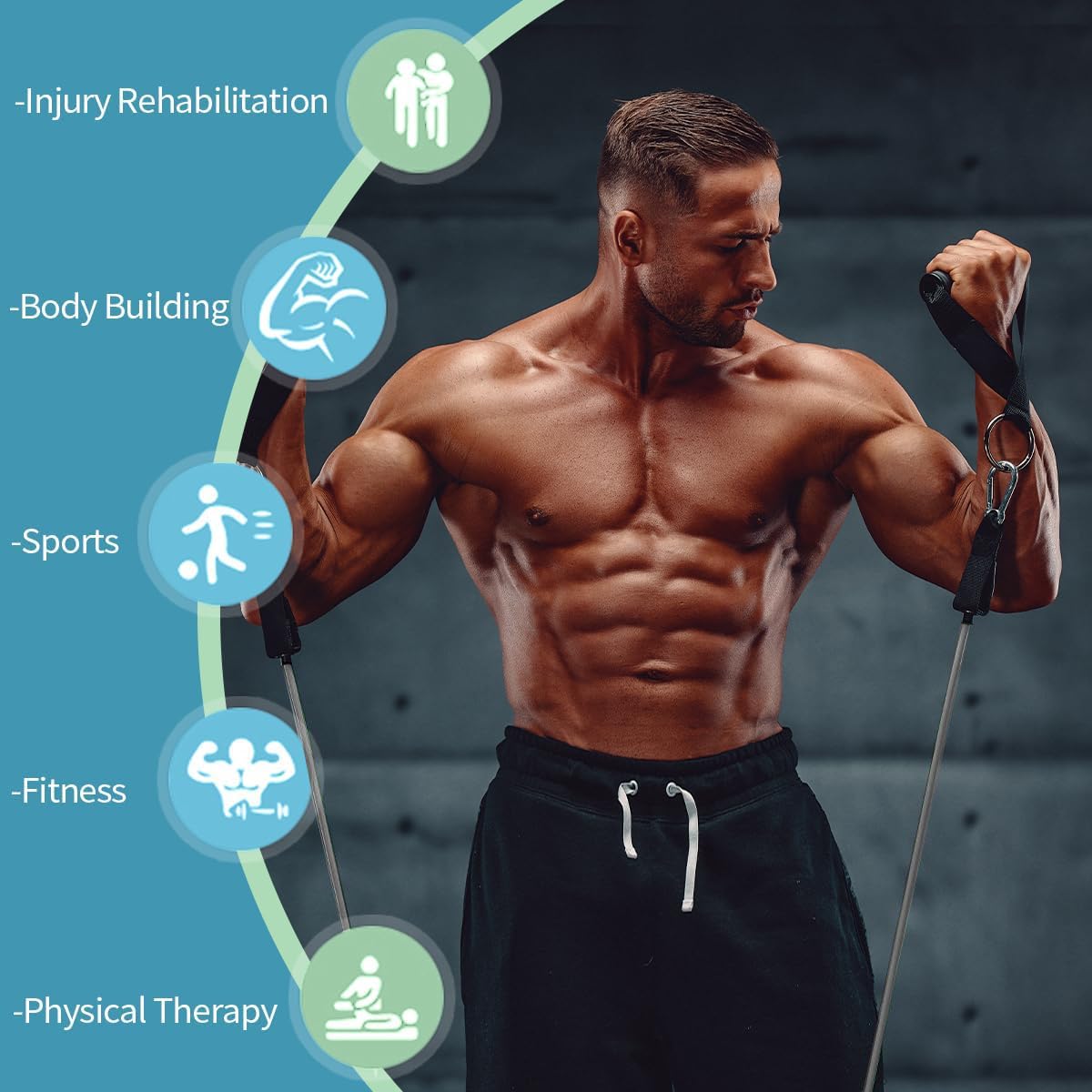 VEICK - Bandes de résistance d’entraînement, avec poignées, pour homme et femme, bandes d'exercice élastiques pour fitness, exercices à la maison, salle de sport