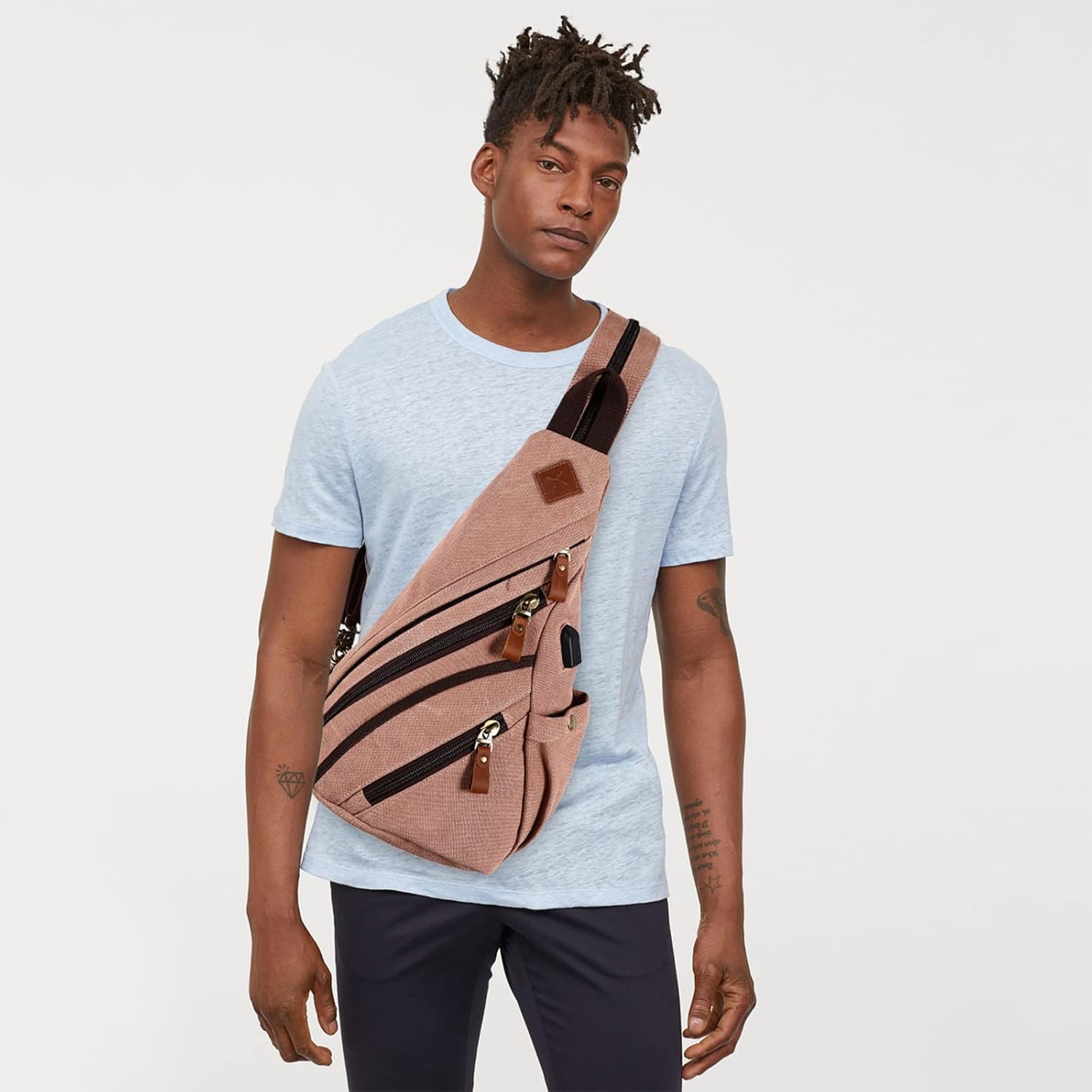 Miniatura 2 de Bolso de mensajero de lona para los hombres pequeña mochila hombro mochila mochilas de mujer