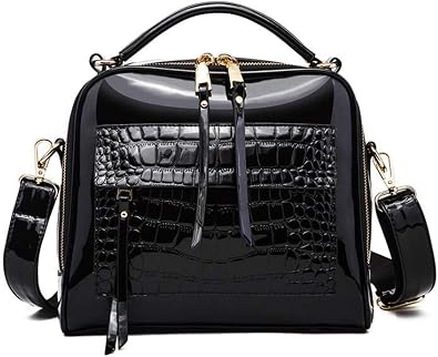 Women Synthetic Casual Totes Top-Handle Hobo Shoulder Messenger Portable Patent Bright Leather Female Bag