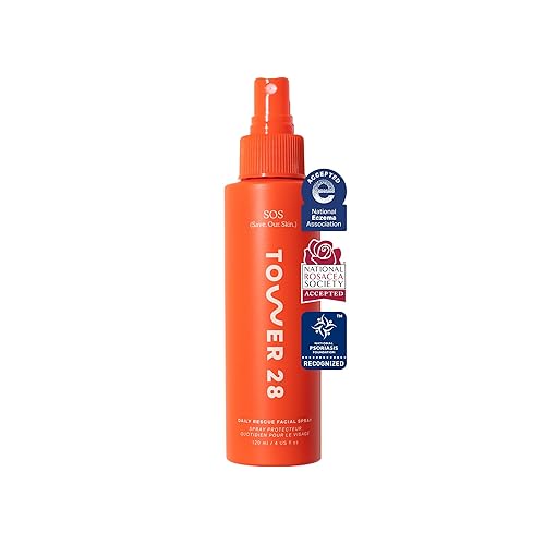 Tower 28 SOS Daily Rescue Facial Spray for Sensitive Skin, Hypochlorous Acid Spray Helps Reduce Redness and Breakouts, Full Size Toner for Face, 4 FL Oz - 4 Fl Oz (Pack of 1)