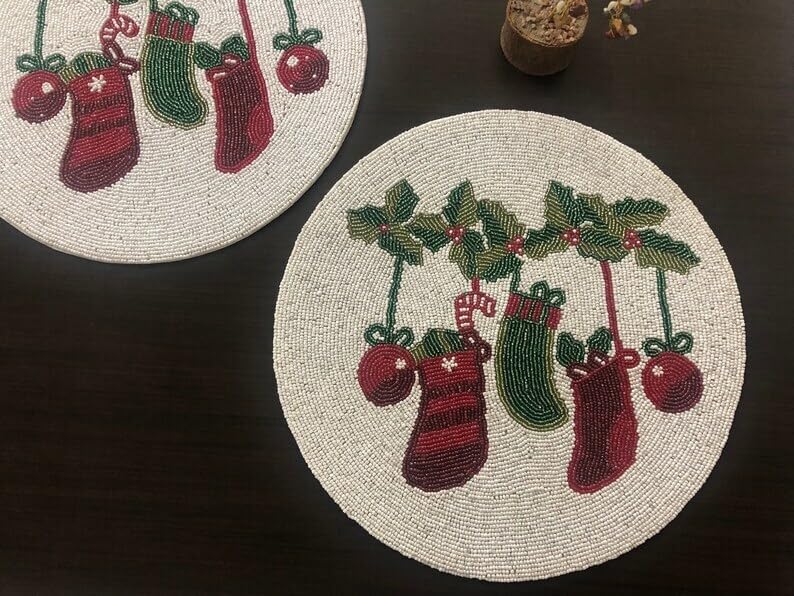 Kalakriti Handmade Beaded Placemats for Dining Table (14