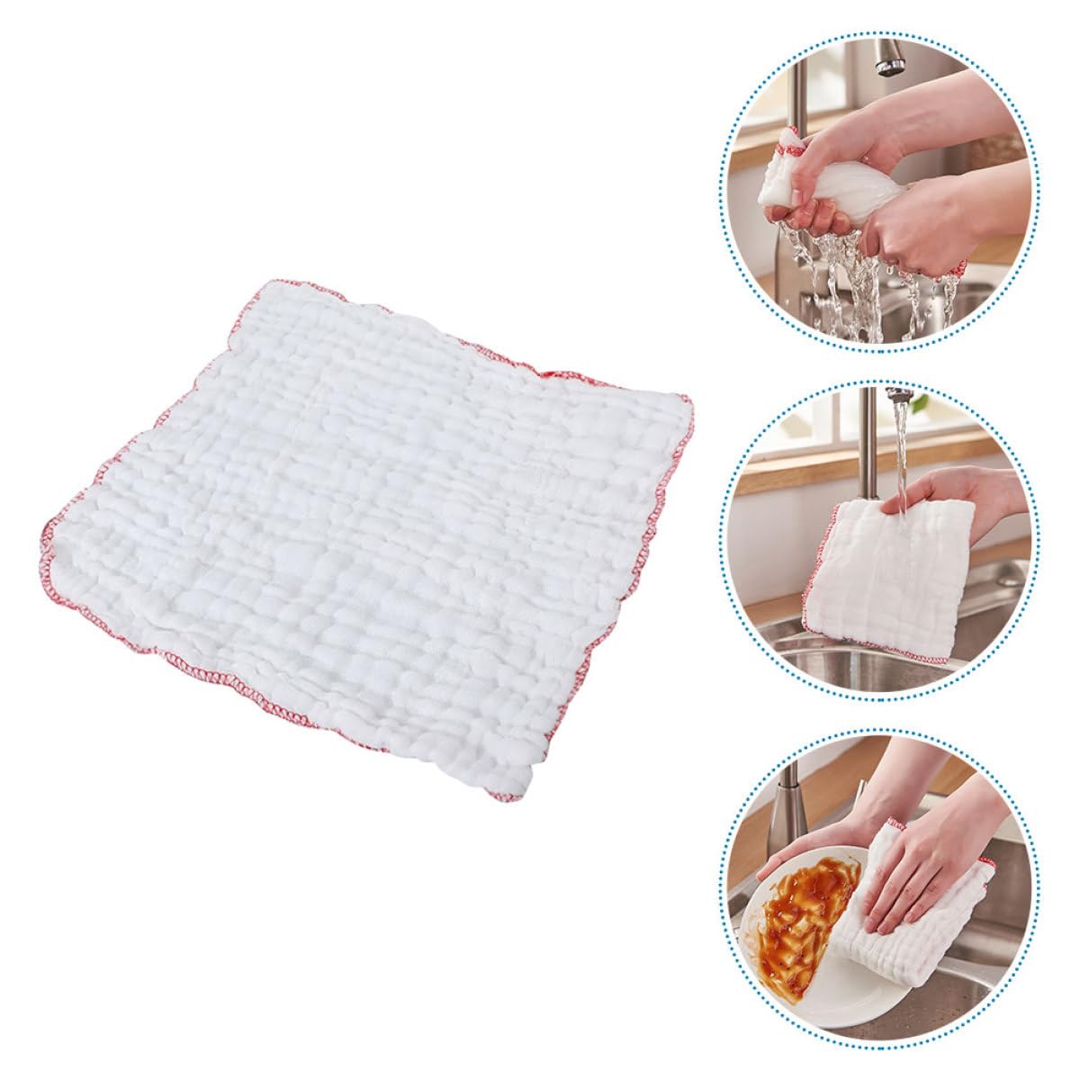 Paños de Cocina de Algodón Ultra Absorbentes y Resistentes 12 Capas 6 Unidades Blancos para Uso Doméstico y Lavado de Platos en Cocina