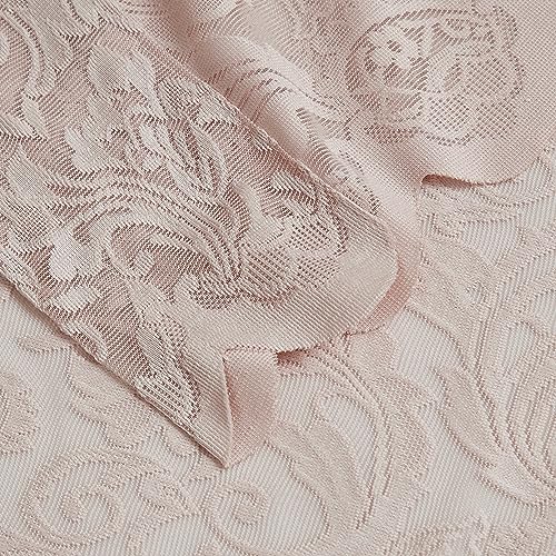 Bujasso RDSCROLLACE54X84X2PINK Pink Lace Sheer Curtains 84 Inch Vintage Floral Sheer Window Curtain Panels thumb #3