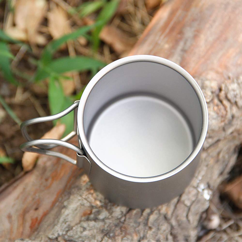 HUIOP Wasserbecher, 220/350/450/600 ml, doppelwandig, Titan, Wasserbecher, für Zuhause, Büro, Outdoor, Camping, Wandern, Rucksackreisen, Picknick