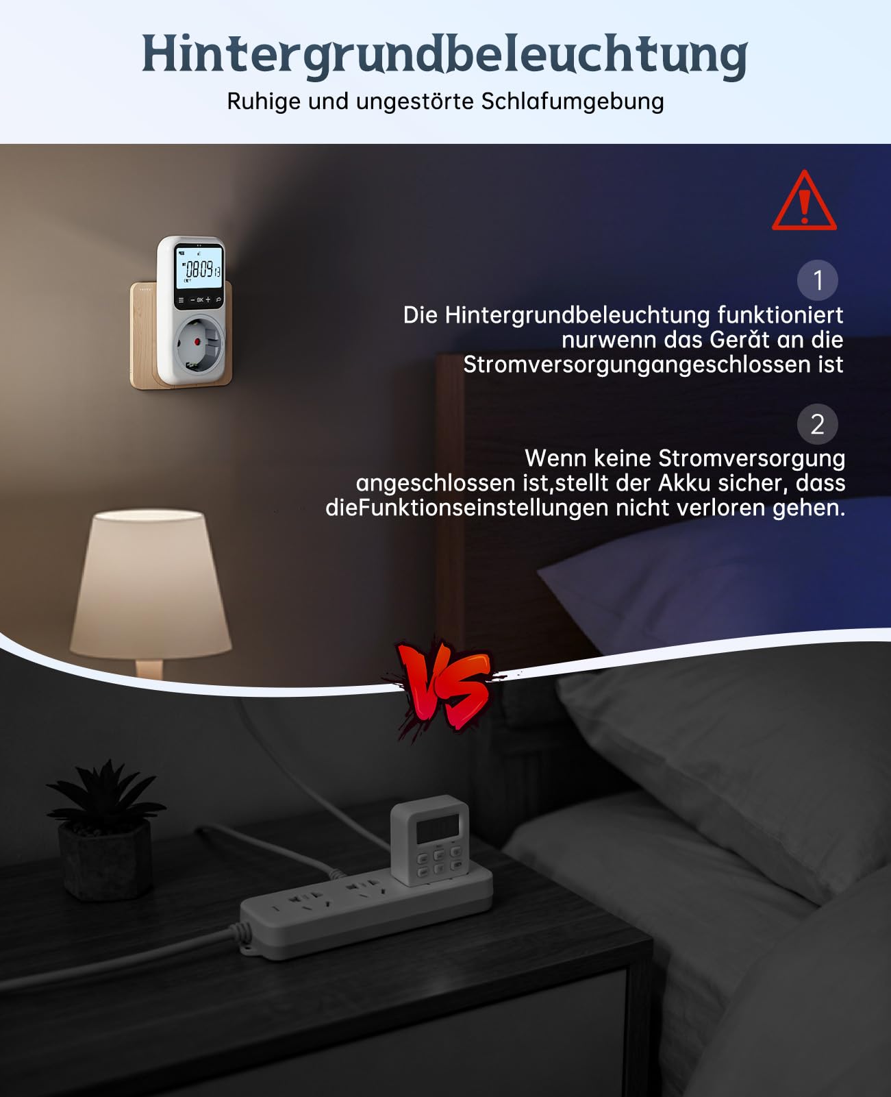 Zeitschaltuhr Steckdose Digital, 18 Programmierbare Sekundengenau Countdown Timer Steckdose mit Hintergrundbeleuchtung, für Innen Einbruchschutz Aquarium 16A 3680W (2)