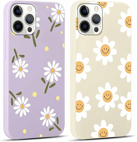 Yoedge 2 pièces Violet Coque pour iPhone 12 Pro Max 6,7" Motif de Fleurs et Feui