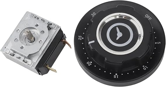 Mechanical Timer Switch with Bell Microwave Oven, 30/60/90/120 Min Knob Controller AC250V 16A, Silver 90 minute