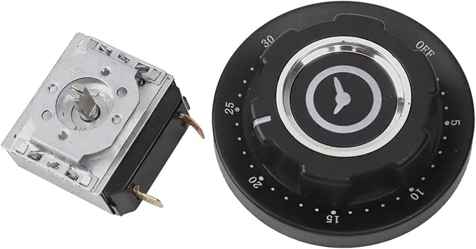 Mechanical Timer Switch with Bell Microwave Oven, 30/60/90/120 Min Knob Controller AC250V 16A, Silver 90 minute