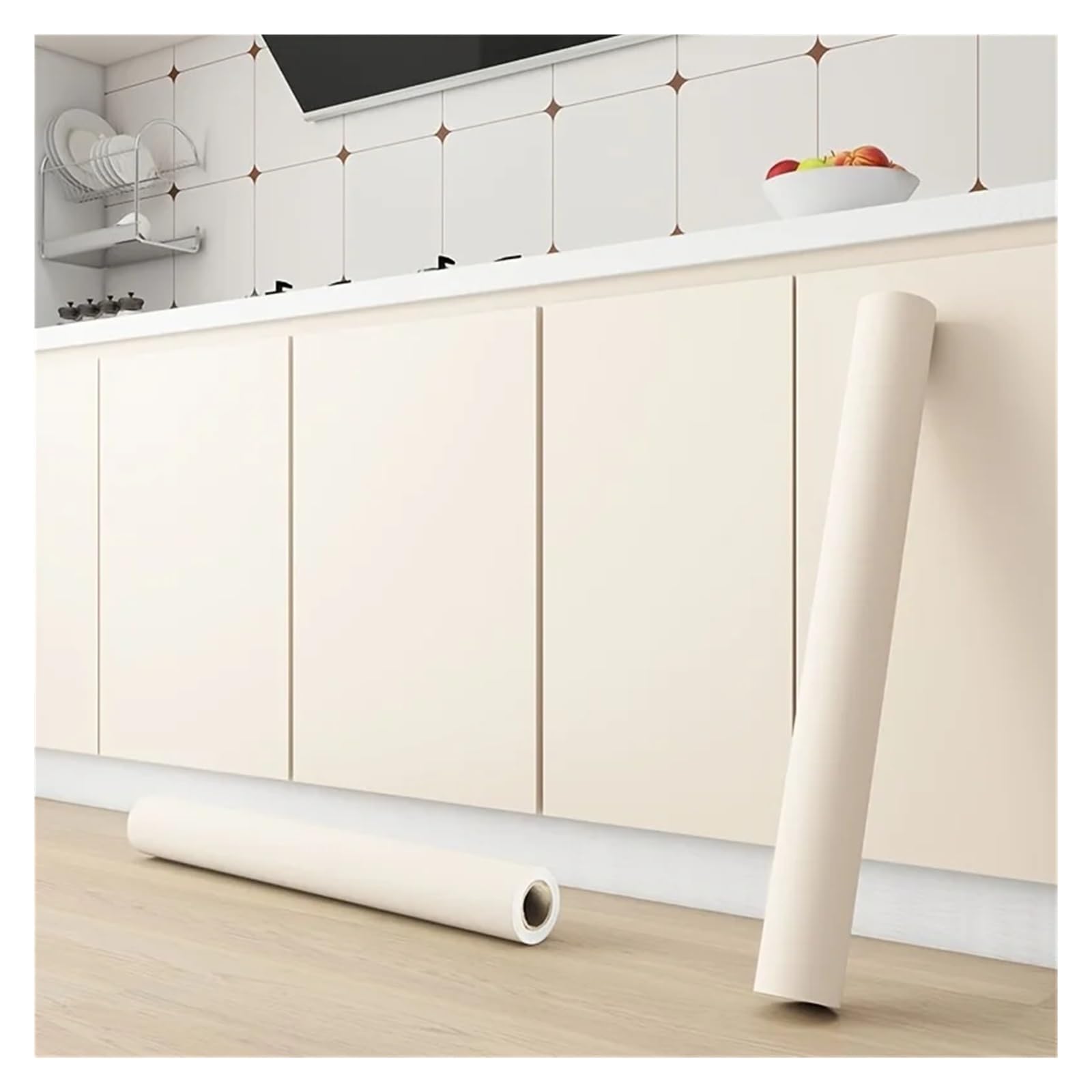 Ayztantine Beige Self-Adhesive Wallpaper Matte Peel & Stick Wallpaper Self-Adhesive Removable Waterproof Stickers For Kitchen Countertops(,60Cm X 5M)