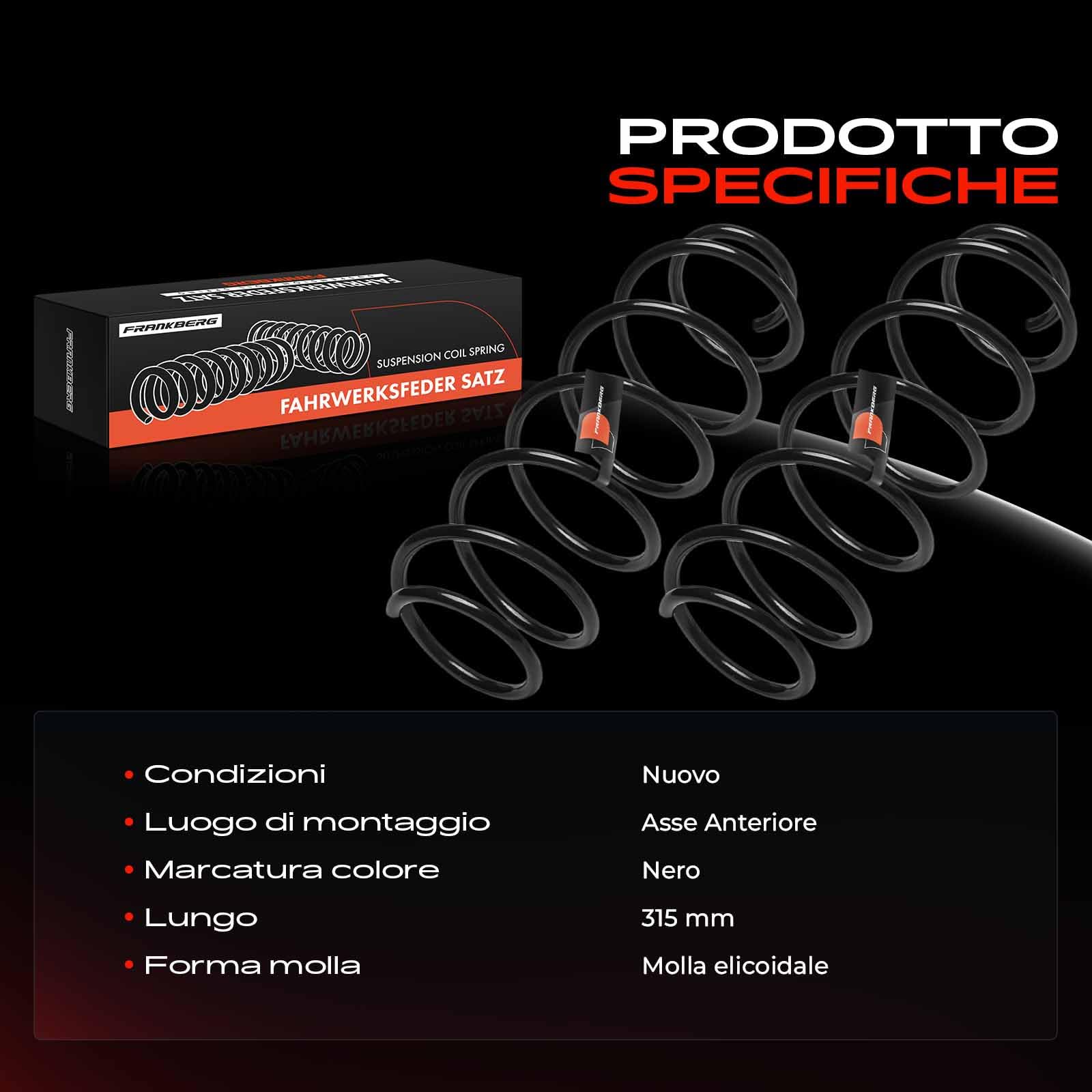 Frankberg 2x Molle di abbassamento Assale anteriore Sinistro Destro Compatibile con Fortwo Cabrio 451 2007-2025 Fortwo Coupé 451 2007-2025 Replace# 4513211404