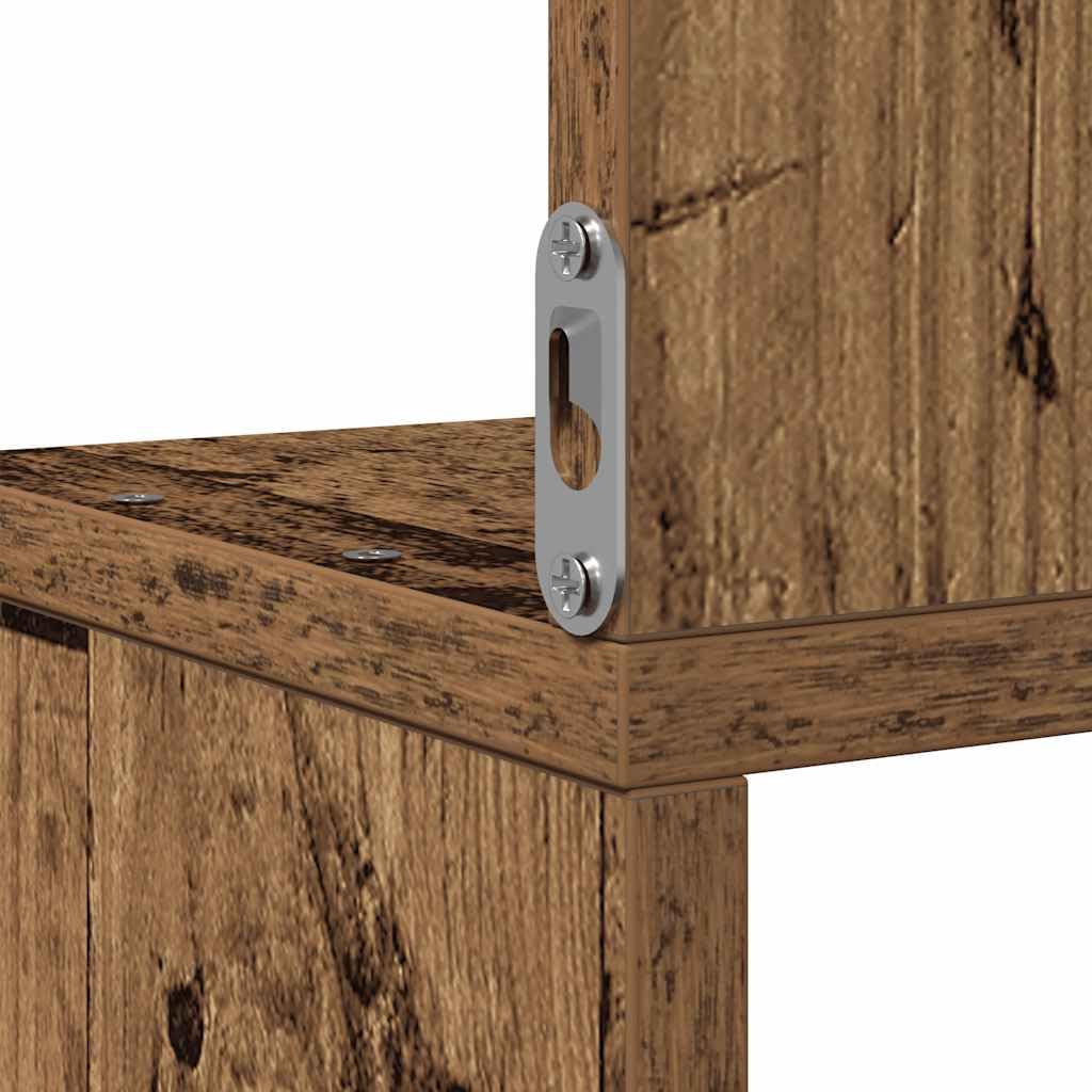 Wandregal Eckregal aus Holzwerkstoff Altholz Optik 20x20x127 5 cm mit 60 kg Tragkraft Platzsparendes Bücherregal für Wohnzimmer Schlafzimmer und Badezimmer