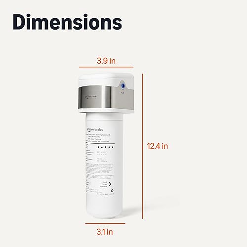 Miniatura 5 de Tienda Basics Sistema de filtro de agua para debajo del fregadero, certificado NSFANSI 42 y 372, vida útil de 1 año, 11,000 galones, color blanco