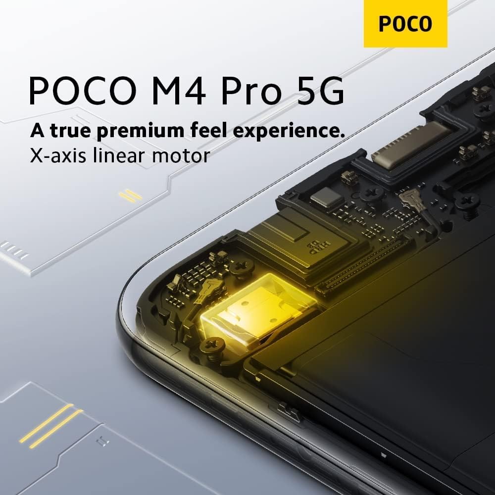 Interna view of the Poco M4 PRO 5G highlighting the X-axis linear motor.