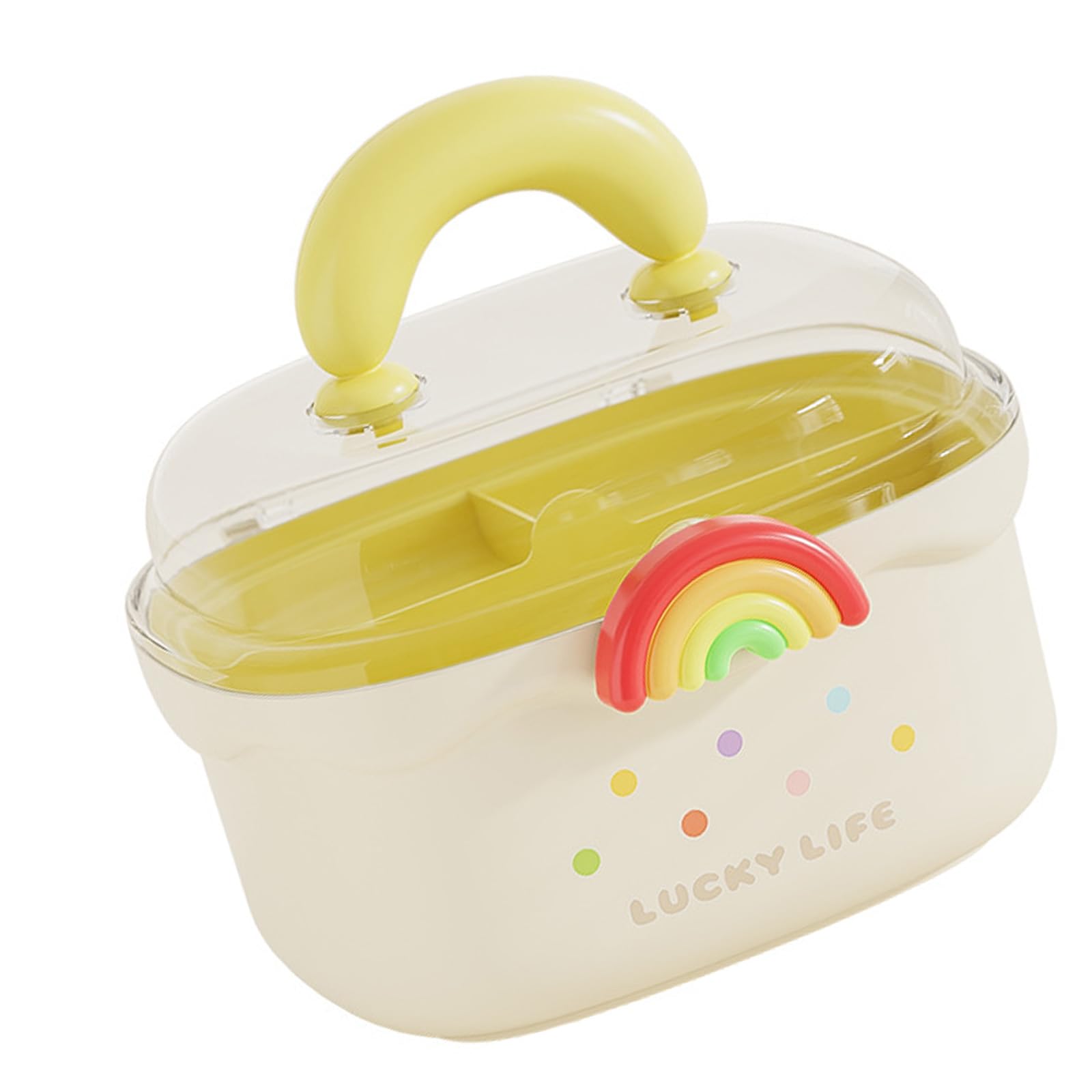 Hsioluted Portable Transparency Double Layer Kids Hair Ornaments Storage Box Organiser with Carry Handle Organiser Portable Hair Accessories Case