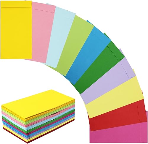 Paquete de 100 sobres de monedas coloridos sobres de semillas autoadhesivos de 35 x 65 pulgadas sobre de dinero grande para semillas efectivo