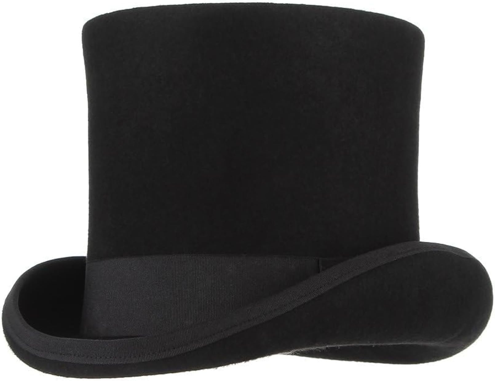Men 100% Wool Mad Hatter Satin Lined Black Top Hats 6.7" High Topper Hat