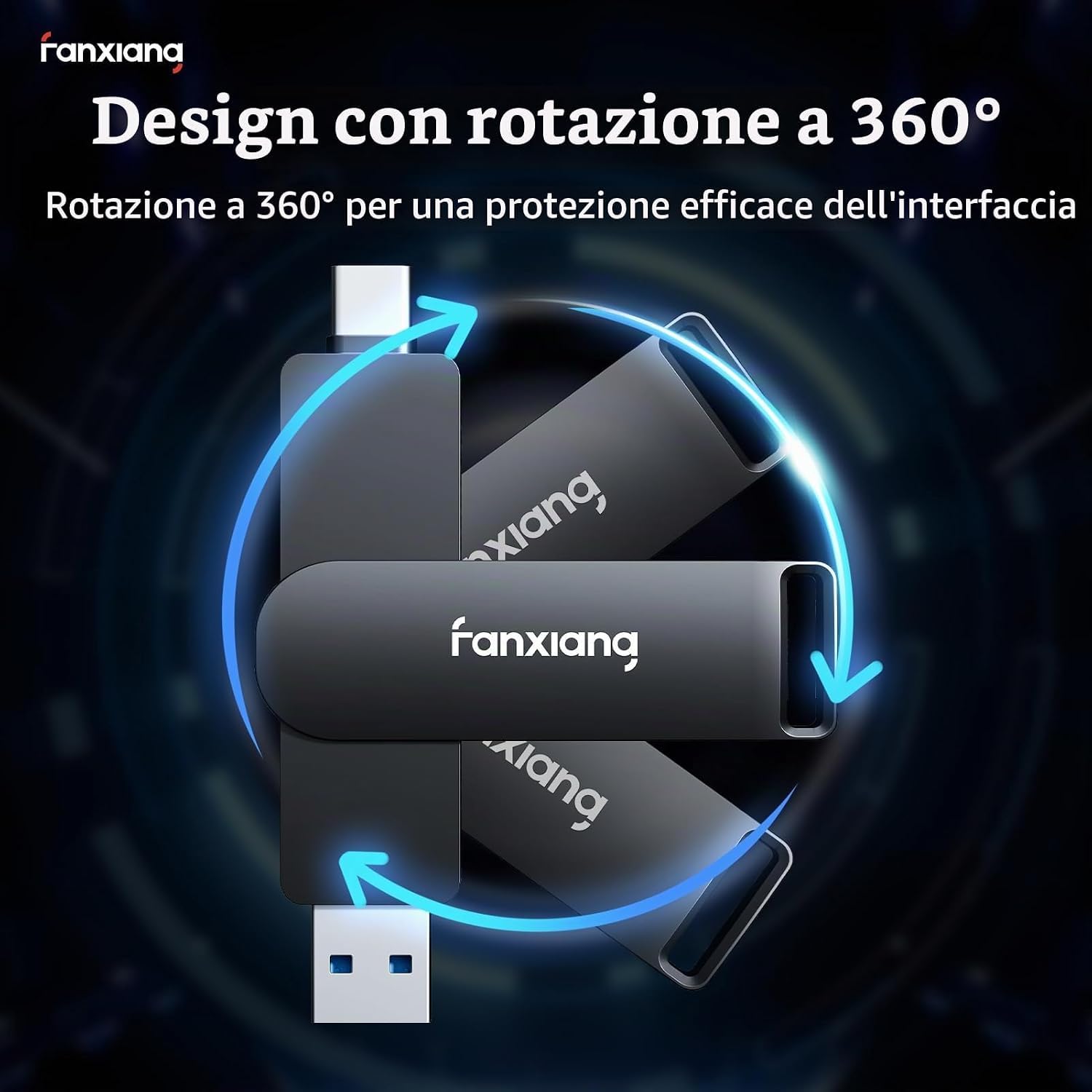 fanxiang SSD esterno da 960GB fino a 2000MB/s - Type-C e USB A 3.2 Gen2 - SSD Esterno Portatile senza cavi Adatto per PC, laptop, Xbox e PS5 - FF951