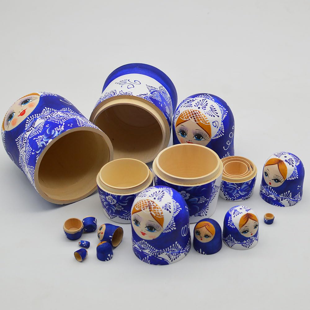 Marque de poupées gigognes 10 pièces Série de Poupées Russes Matriochkas Poupee Russes 10 Pieces en Bois Peints Fabrication Manuelle Cadeaux jouets10034