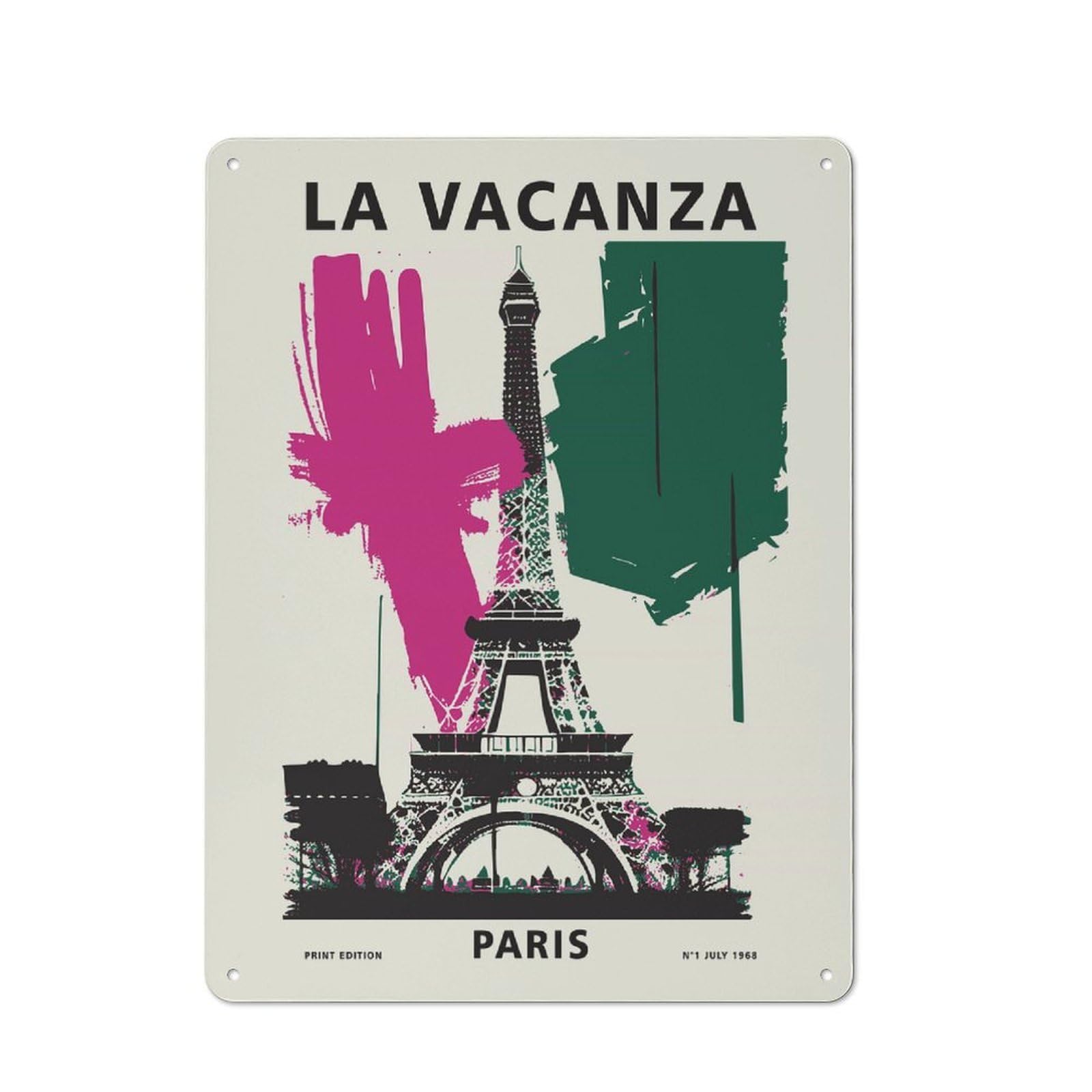 Paris Eiffel Tower Decorative Tin Plaque 40x30cm, Decorative Novelty Wall Art for Hallway, Home Bar, Garage Or Study