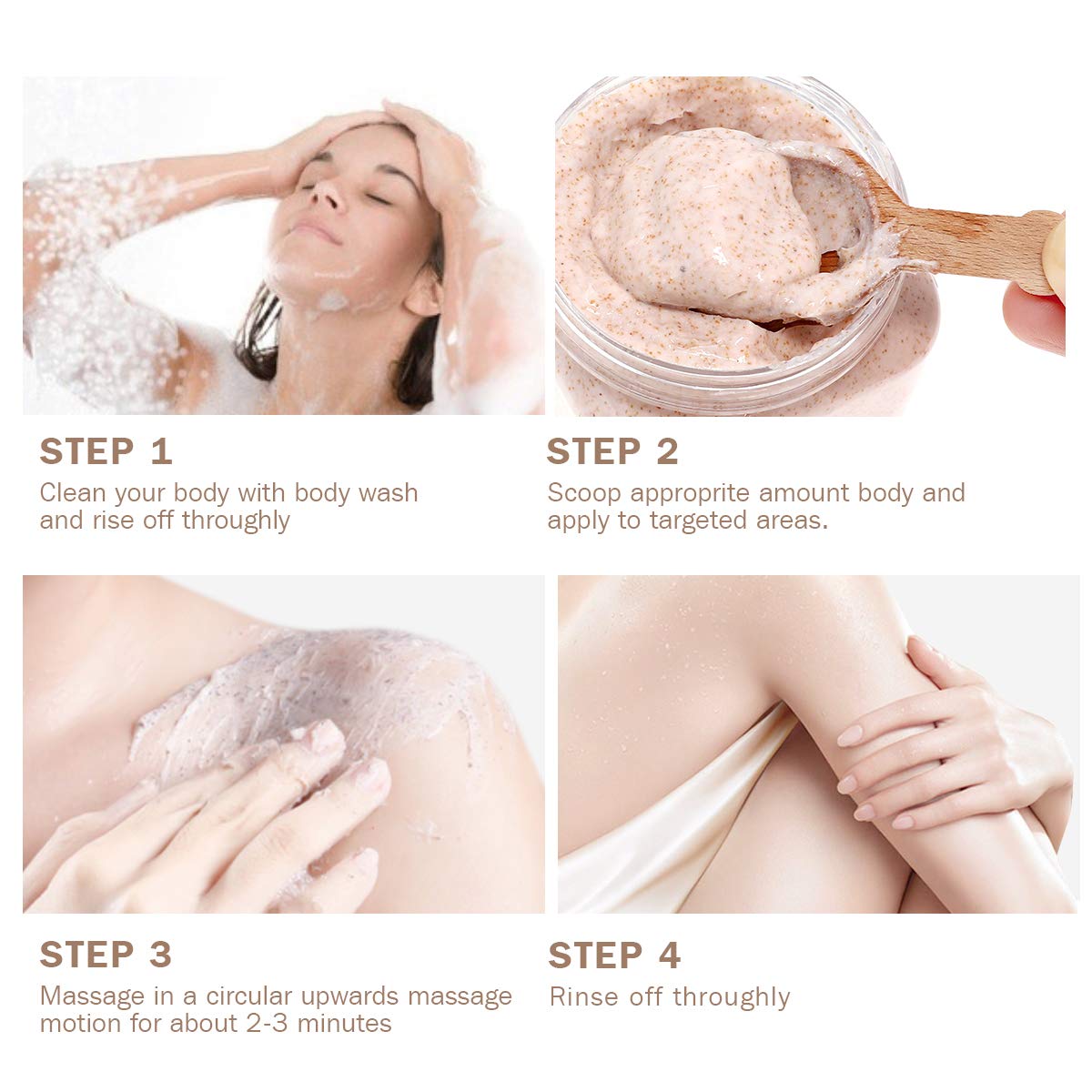 Ultra Exfoliating & Cleanse Body Scrub Gift Set, 3 Pack Natural Dead Sea Salt Body Scrub, Body Scrub Set with Free Bonus Wooden Spoon