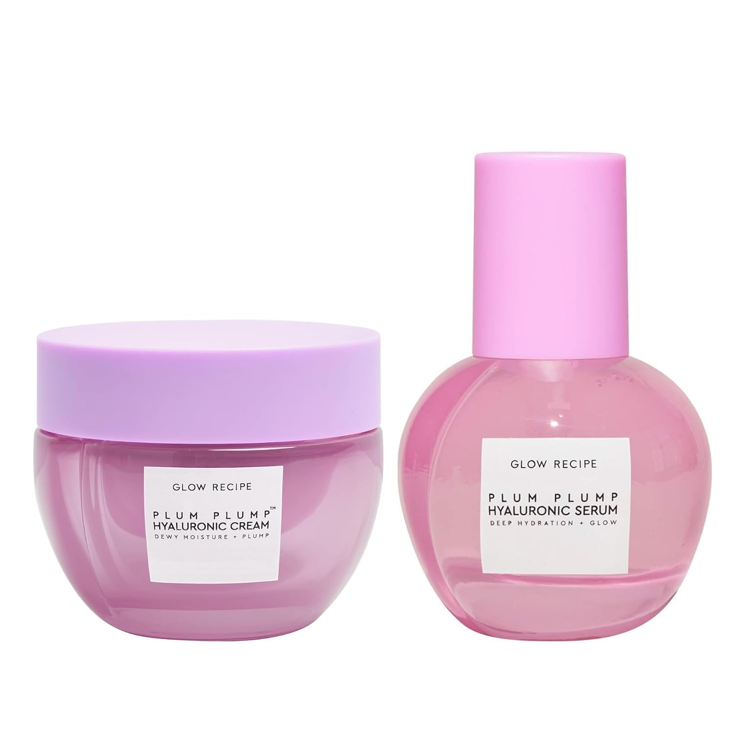 Glow Recipe Plum Plump Hyaluronic Acid Face Cream (50 ml) + Facial Serum (30 ml) - Dewy Glow Hydrating Skin Moisturizer to Plump, Balance & Brighten Skin