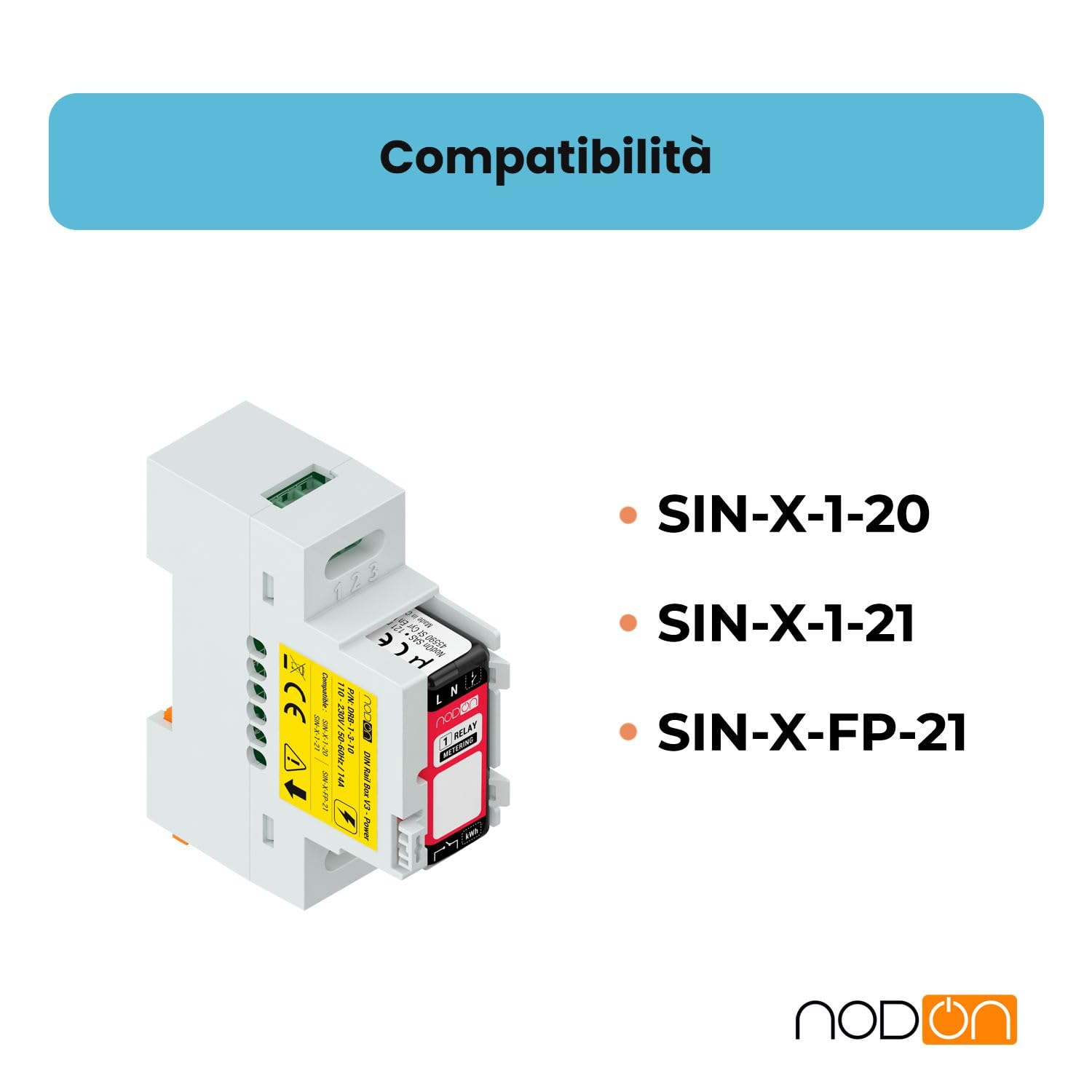 NodOn - Adattatore per guida DIN “Power” per moduli Zigbee ed EnOcean di NodOn, confezione da 5 pezzi, accessorio, quadro elettrico, compatibile con i moduli SIN-(x)-1-20, SIN-(x)-1-21, SIN-(x)-FP-21