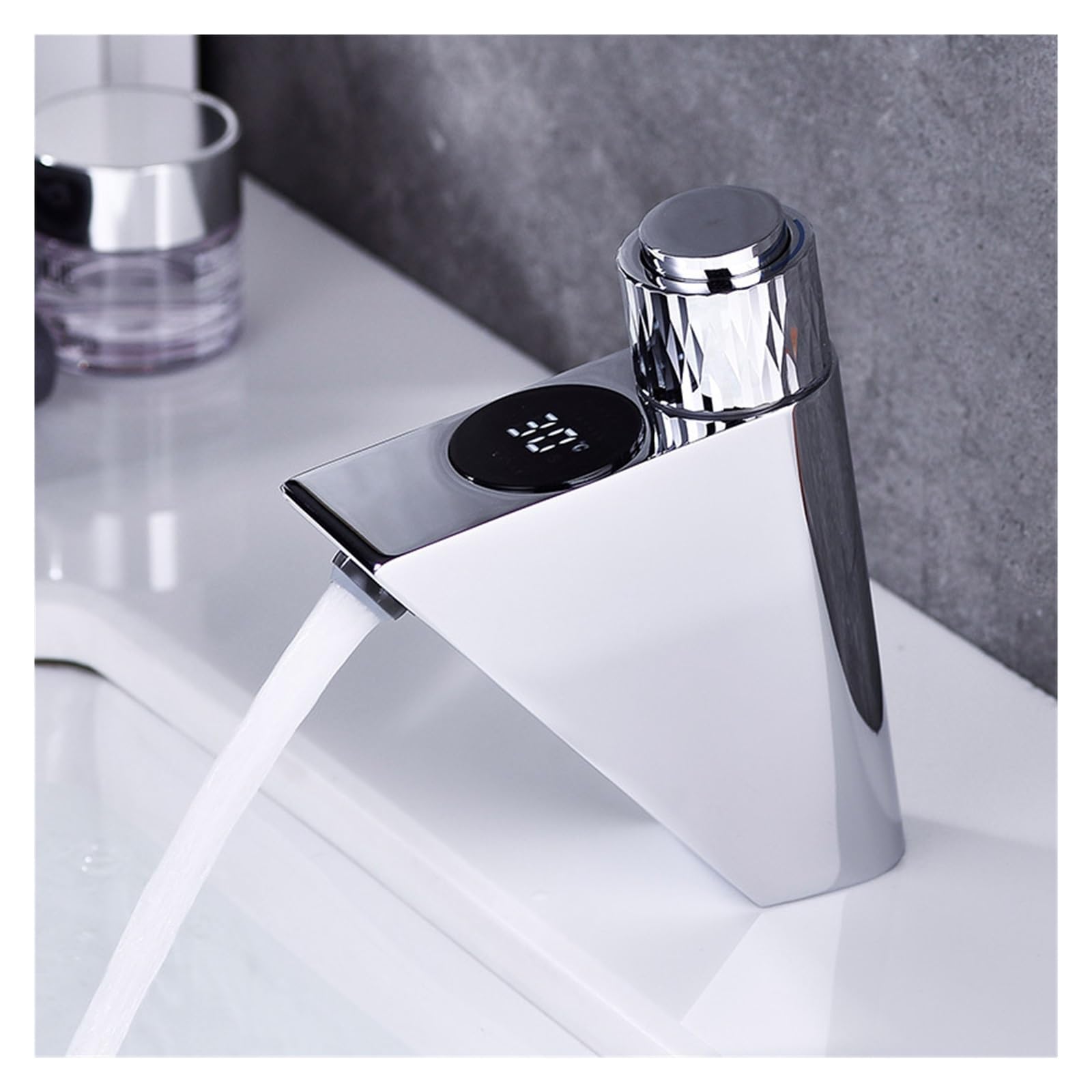 Robinet de lavabo Robinet de lavabo Tout en cuivre Eau Chaude et Froide Affichage LED Thermostat à mémoire évier de Salle de Bain Robinet Noir (Color : Black)