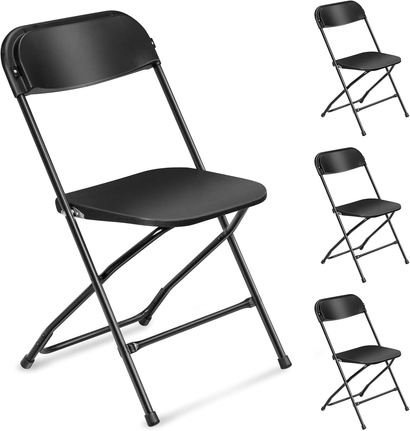 FCH White Folding Chair，Foldable Metal Frame with Solid Plastic Seat, Portable for Event Party Outside Dining Game，10 Pack