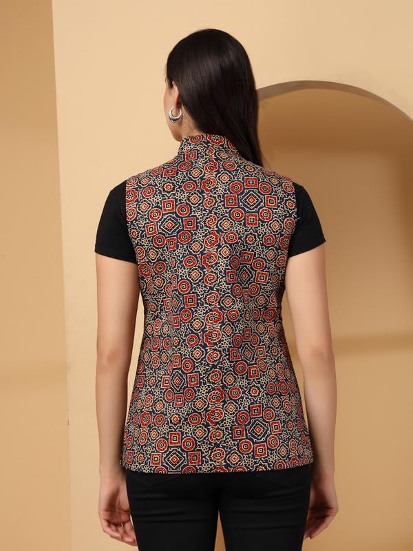 Image of Vastraa Fusion Solid Indian Traditional Ethnic Waistcoat Festive Woolen Nehru Jacket for Women