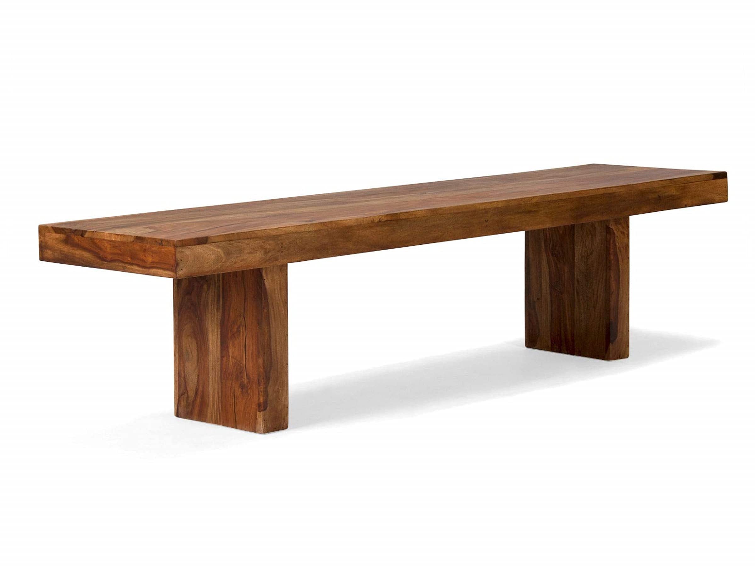 G Fine Furniture Wooden Platform Bench | 4 Seater | Solid Wood Sheesham, Natural Finish