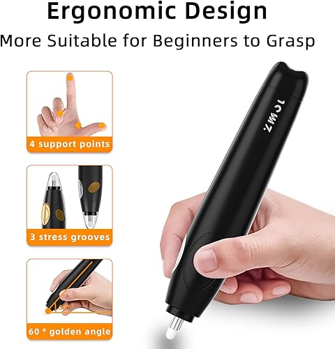 Miniatura 4 de ZMOL Electric Eraser for Artists, Rechargeable Electric Eraser Kit, 140 Refills, Automatic Portable Eraser for Precise Drawing, Rechargeable Negro