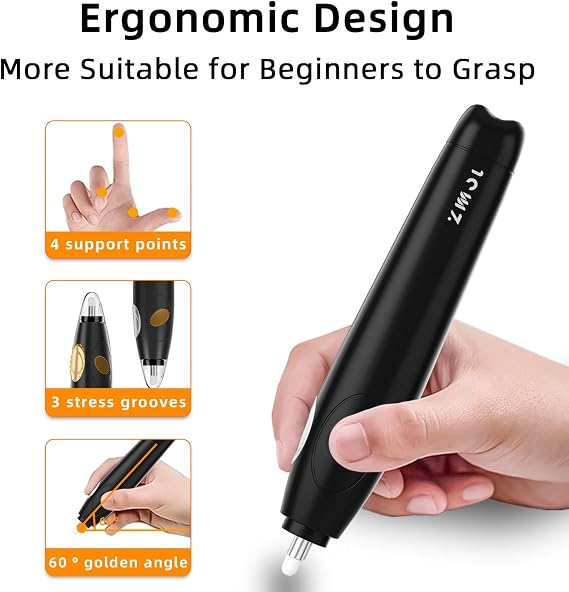 ZMOL Rechargeable Operated Electric Eraser Kit for Artists, Black
