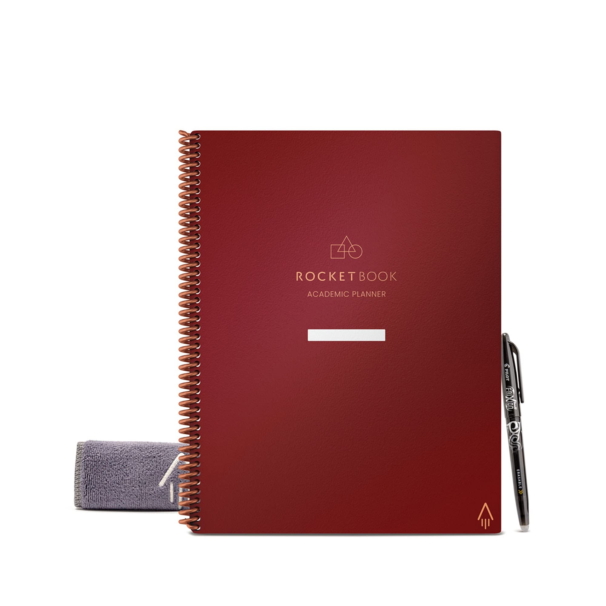 RocketbookReusable Academic Planner for Students and Teachers, Includes 13 page types, Maroon Cover, Letter Size