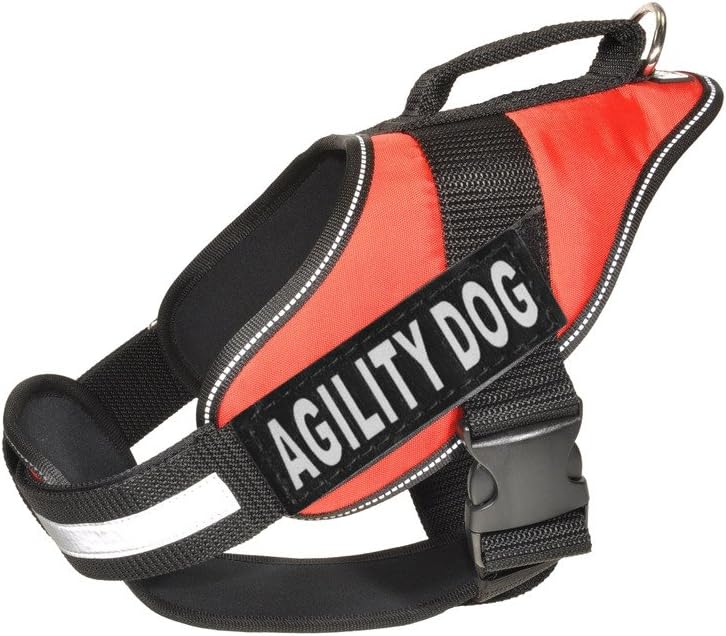 Dogline Alpha Nylon Service Vest Harness with Agility Dog Velcro Patches, X-Large, Red