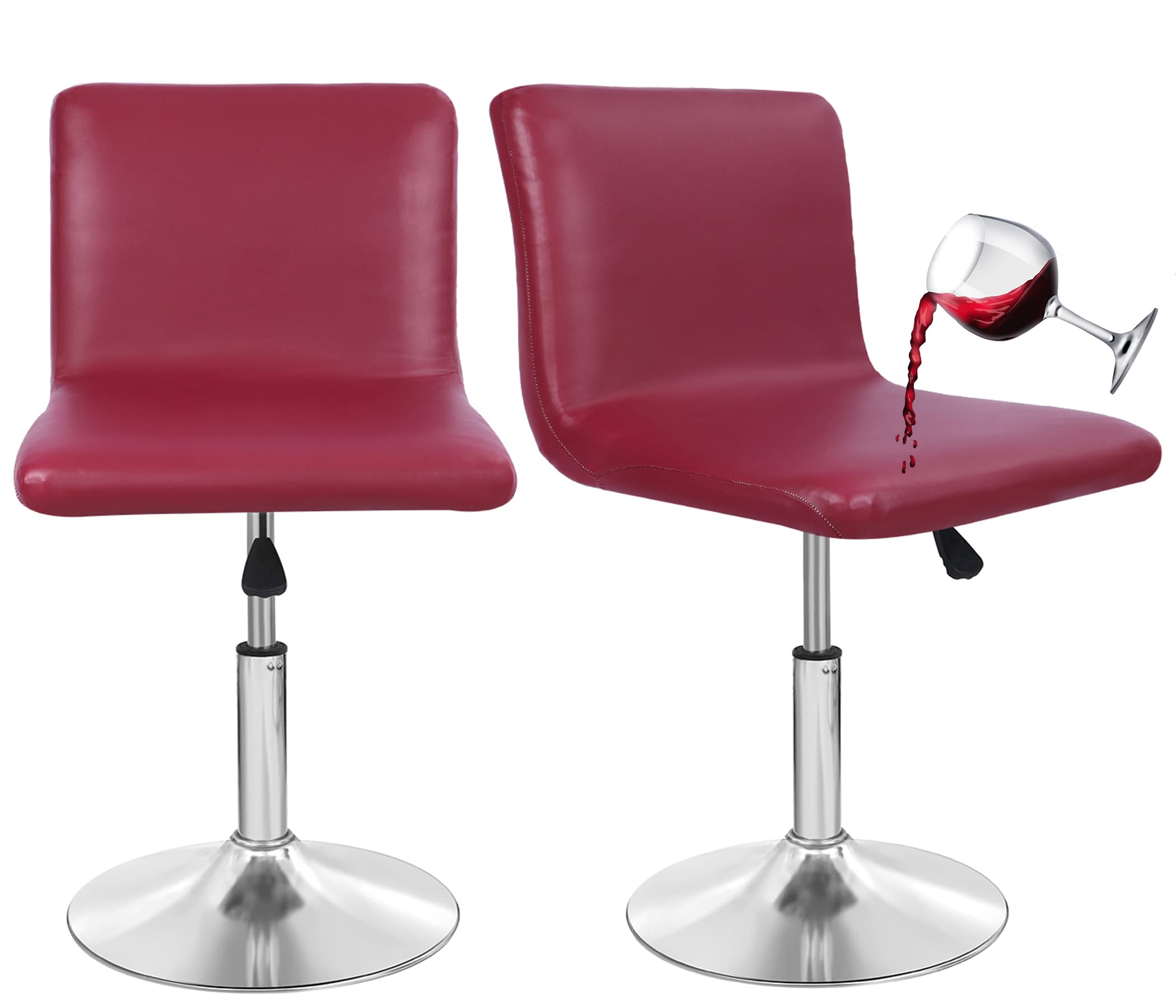 Deisy Dee Waterproof Bar Stool Chair Covers, PU Leather Barstools Chair  Covers, Spandex Slipcover for Short Stool Chairs (Burgandy, 2)