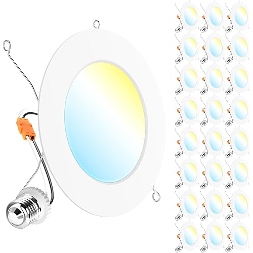 Sunco 24 Pack Retrofit LED Recessed Lighting 6 Inch, Can Lights for Ceiling, 1200 LM, 15W, Selectable CCT 2700K/3000K/4000K/5000K/6000K, Dimmable, Ultra Thin Flat Light Fixture UL