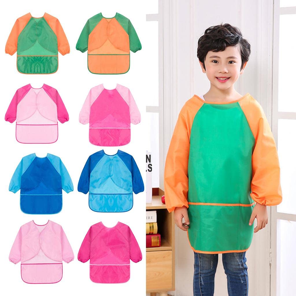 Grembiule per bambini a maniche lunghe per pittura disegno impermeabile grembiule rosa manica M
