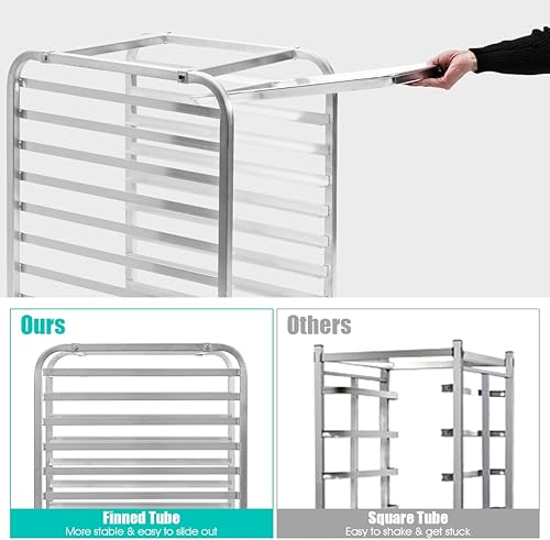 Miniatura 2 de ReunionG Estante para panecillos de 10 niveles, estante para panadería con 2 ruedas bloqueables, carrito de refrigeración de almacenamiento de