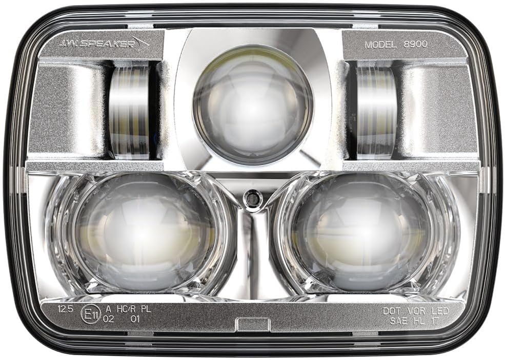 J.W. SPEAKER 12-24V DOT/ECE LED RHT High & Low Beam Headlight with Chrome Inner Bezel