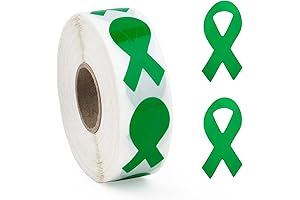 Green Mental Health Awareness Ribbon Stickers | 500 Pcs Adhesive Stickers for...