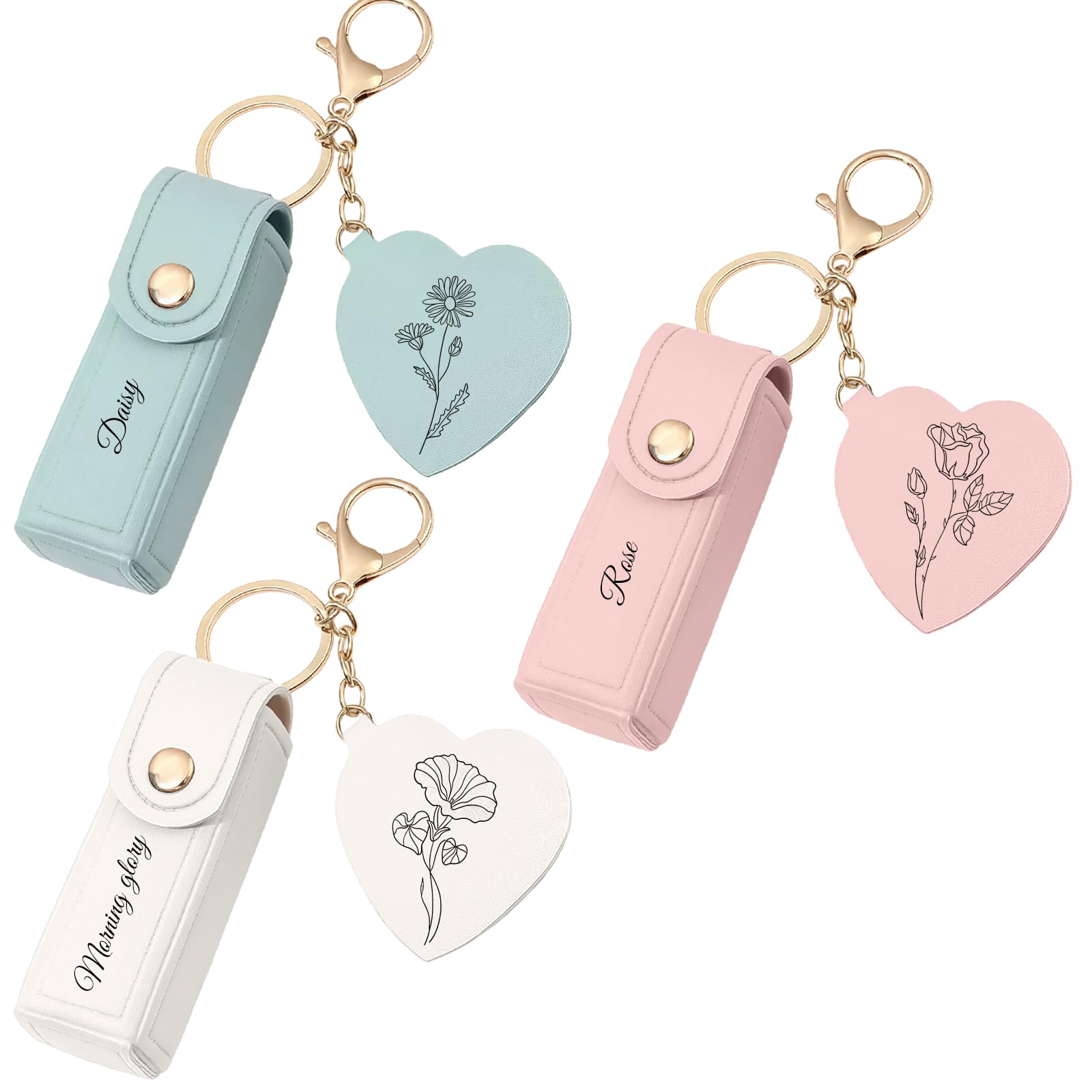 NYLGOXITK Customized engraved lipstick case keychain with mirror - Personalized mini lipstick travel case, compact makeup storage bag, a gift for