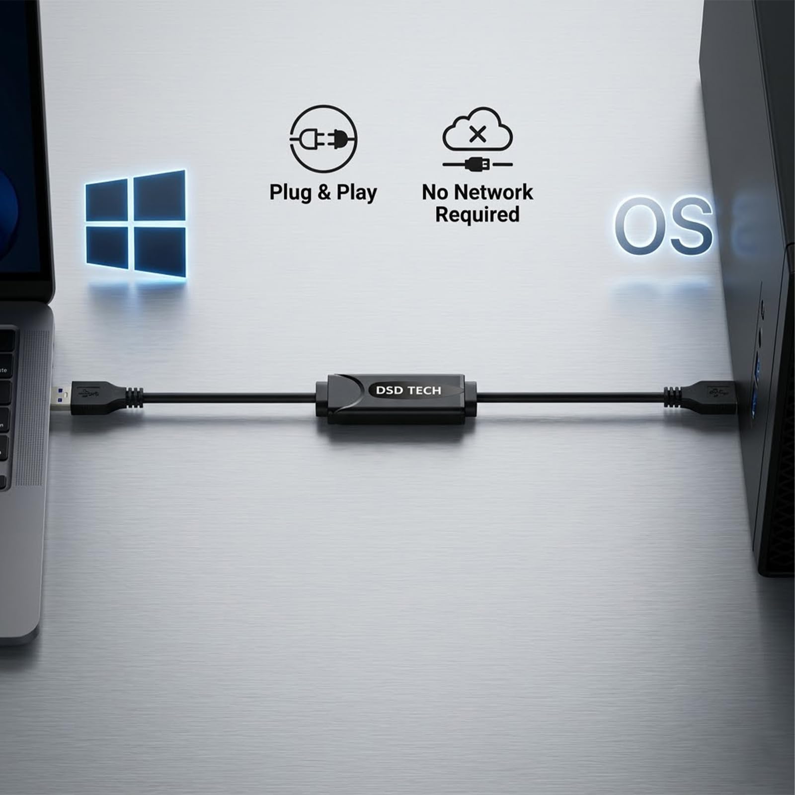 DSD TECH SH-K03A Cavo Data Link USB 3.0, Transfer 5Gbps e Condivisione KM, Win/Mac, 3m (10ft)