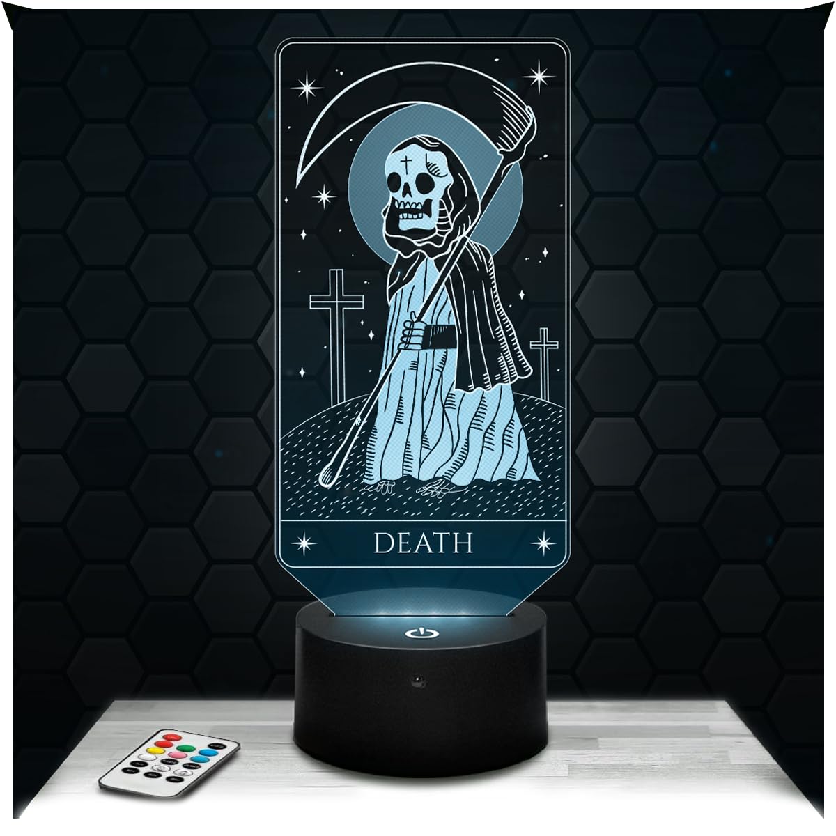 Lampephoto.fr -The Death Arcane Tarot 3D Lamp, Gift idea Decor Divination Card Cartomancy Oracle, Lamp Decor Office Living Room The Death Arcane Tarot, Soft Light, Original Christmas, Gift Idea