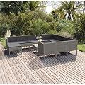 CUMYZO 12 Piece Patio Lounge Set with Cushions Poly Rattan Gray 80.5kg/177.1ib Outdoor Furniture Sets