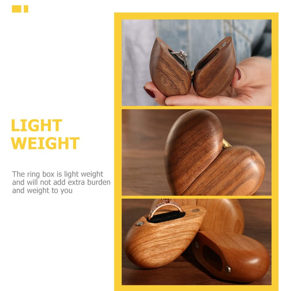 Regalos conmemorativos Regalos para Hombres Caja de Madera para Anillos Estuche para Anillos con Forma de corazón Organizador de Joyas para Ceremonia de Boda Propuesta Compromiso Regalos
