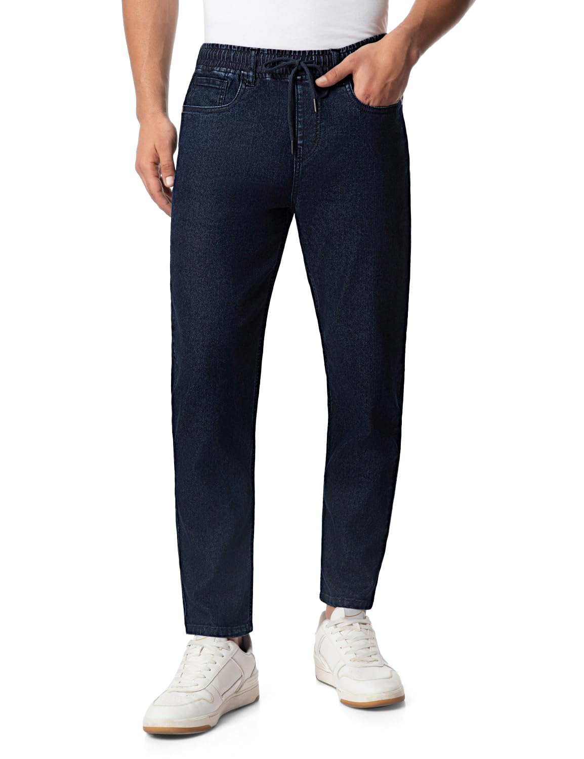 INKD Men's Jogger Jeans - Mid-Rise | Cotton Blend | Stretchable Fabric| Elasticated Waistband | Classic 5 Pocket Styling | Jeans for Men | Men's Bottomwear (Available in Plus Sizes)