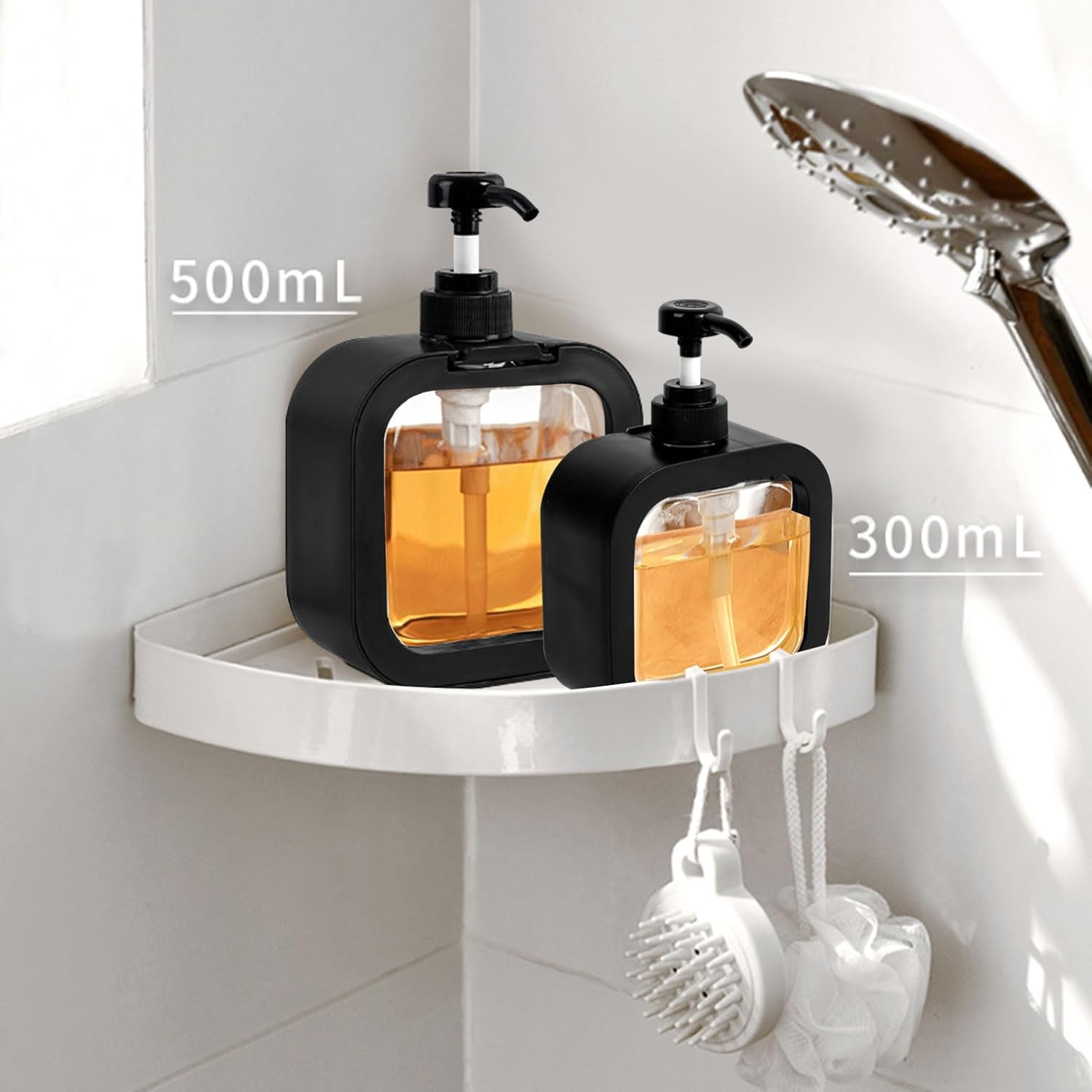 Soap Dispenser, Multifunctional, Bathroom & Kitchen, Liquid Dish Wash One-Hand Dispensing, Black, 10oz - Image 5
