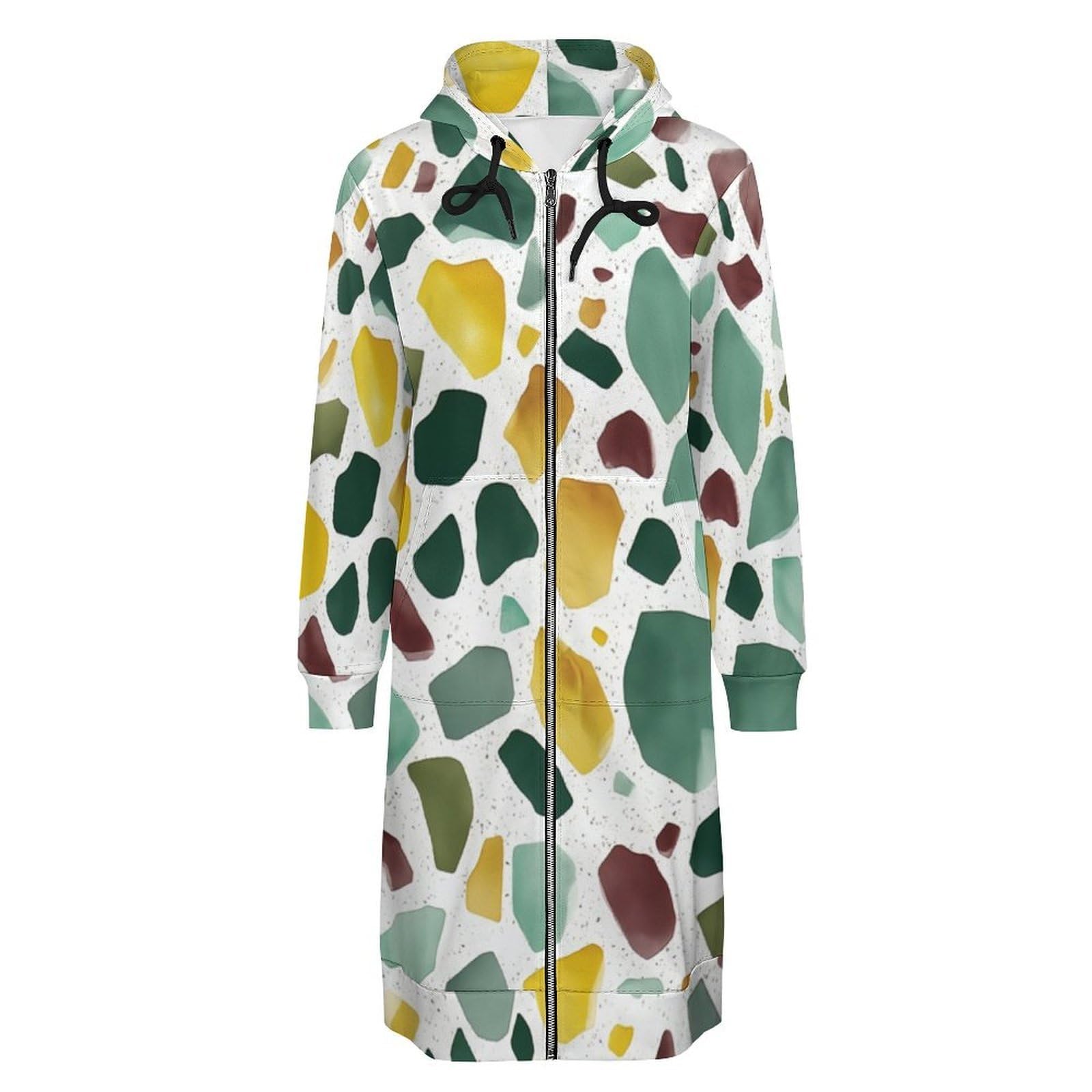 Felpa Donna con Zip Felpe Sportiva con Tasche E Cappuccio Motivo Terrazzo Morbida Invernale Giacca Regolabile Confortevole per Uso Quotidiano Casual