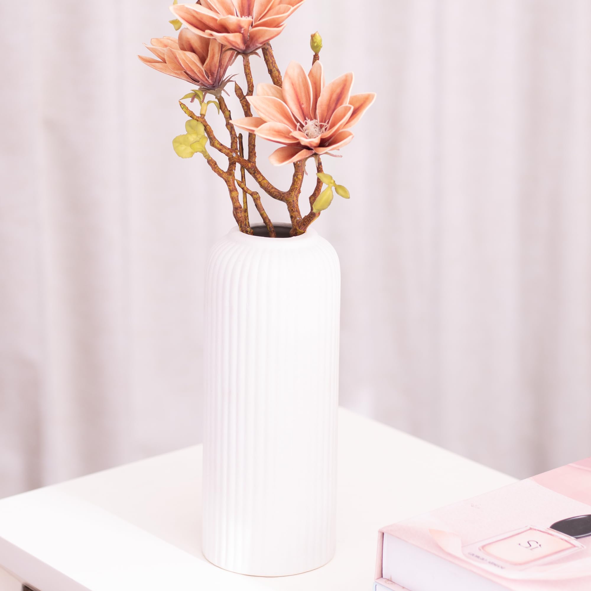 Modern Decorative Vases for Home Decor | Centerpieces | Kitchen | Office or Living Room with Unique Quality for Home Decor Center Table, Flowers Pot (Large Vase, White)